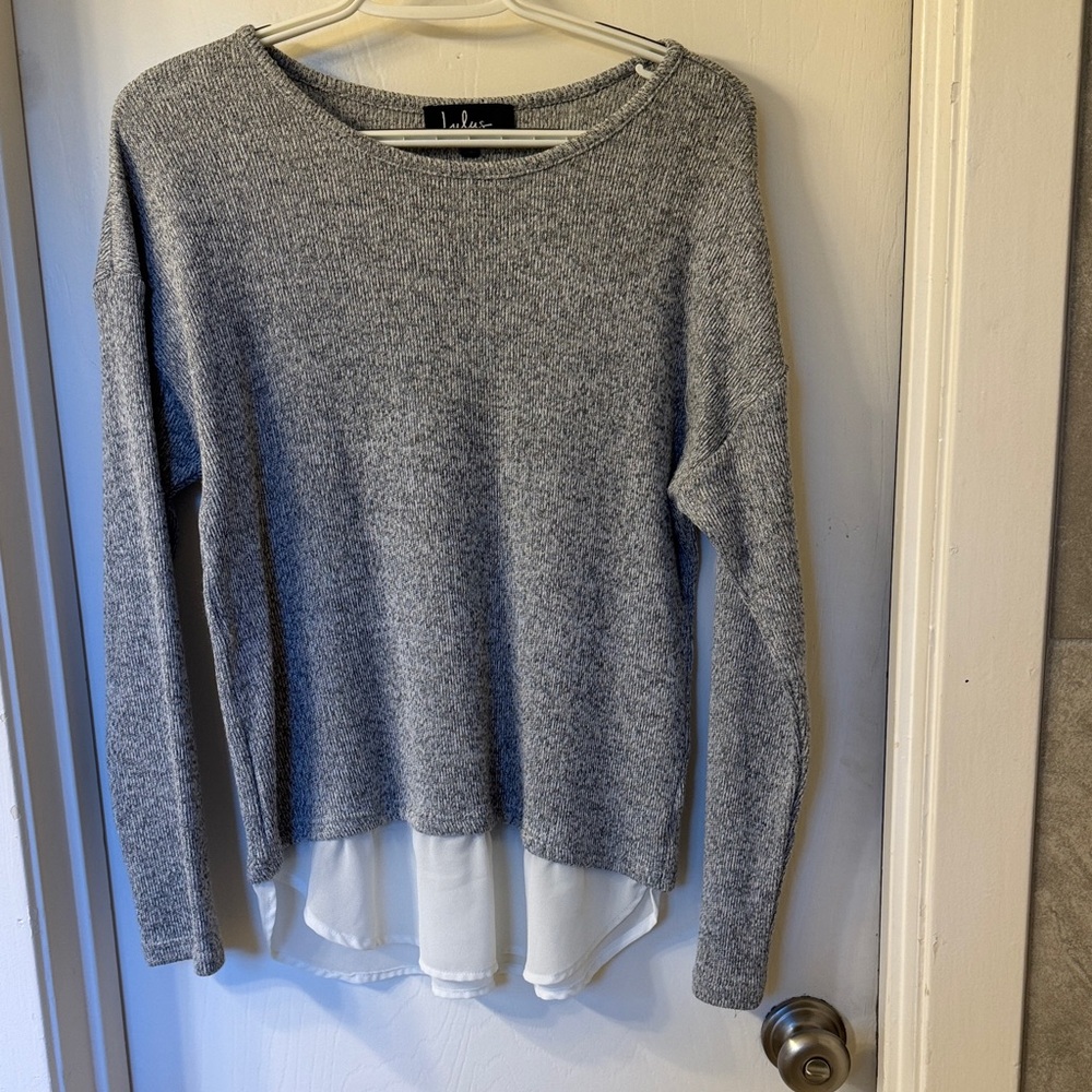 Lulu's Gray Layered Hem Sweater